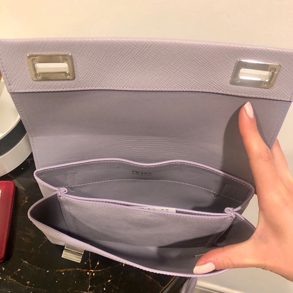 Prada Saffiano Pattina Chain Flap Bag in Glicine - Picture 3 of 8